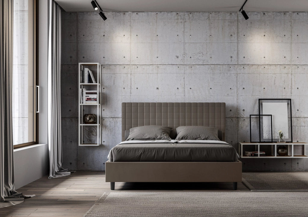 Letto Matrimoniale Large 180x190 cm con Rete Sunny Cappuccino