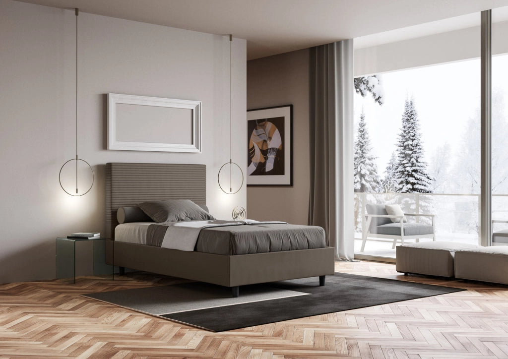 Letto Matrimoniale Large 170x210 cm con Rete Focus Cappuccino