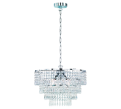 Lampada Sospensione Interno 3 Luci 40W Strass Cromo Orient GD Trio