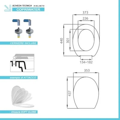 Copriwater dedicato Dolomite serie Garda con chiusura soft close e sgancio rapido