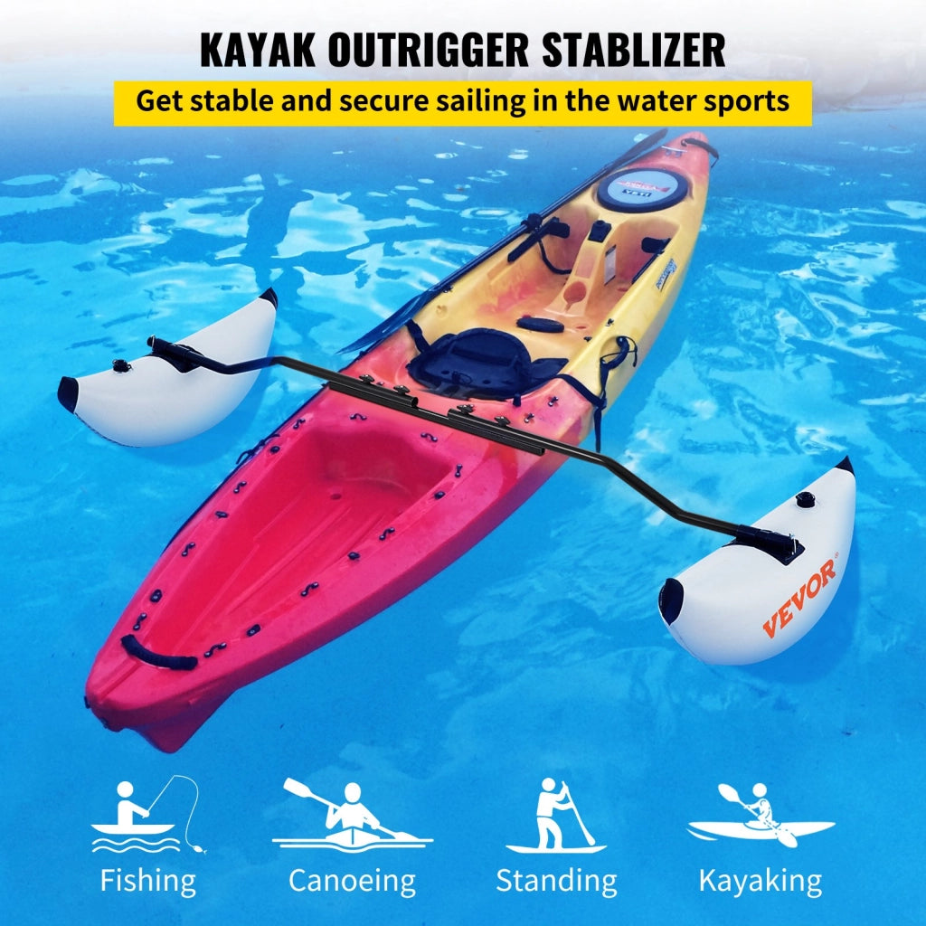 Kit 2 Pezzi Stabilizzatori Gonfiabili per Kayak in PVC con Bracci Regolabili da 81,5 a 94 Pollici per Canoa e Pesca