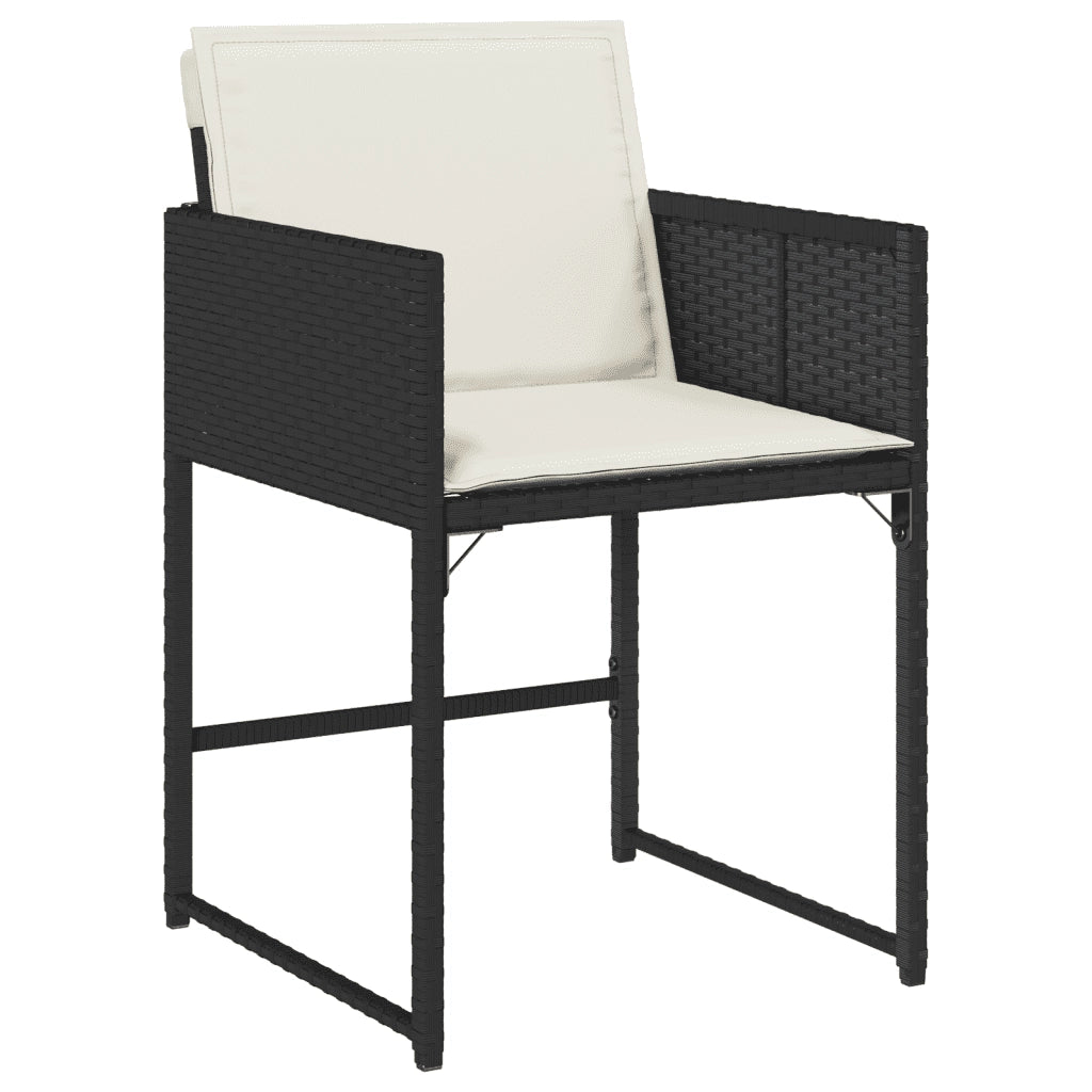 Set da Pranzo da Giardino 9 pz con Cuscini Nero in Polyrattan 3211314