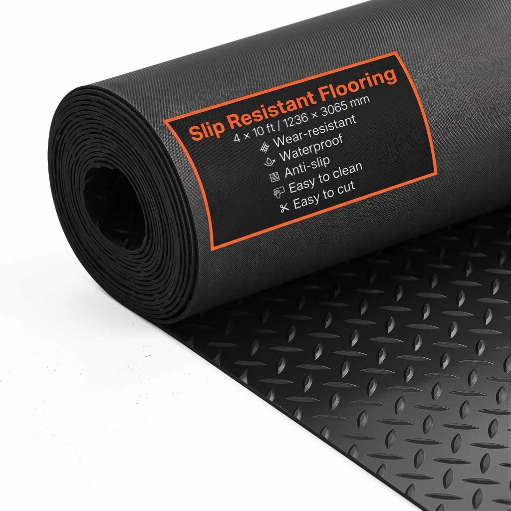 Tappeto in gomma SBR antiscivolo 1236x3065 mm, rotolo per pavimento spessore 3 mm nero, per garage, magazzino e officina