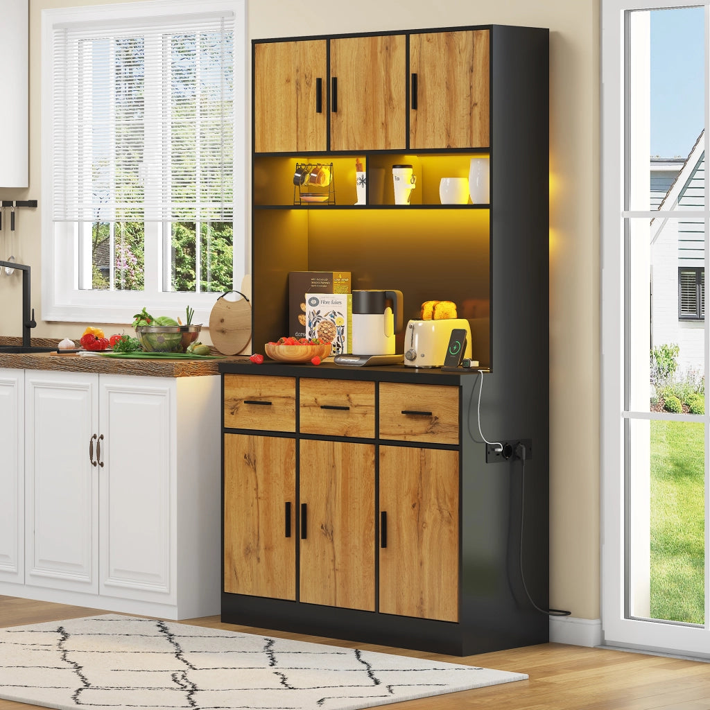 Buffet con LED e App ¨C Xylo ¨C Cassetti, Ripiani, Prese, 100x40x180cm