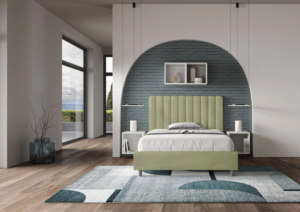 Letto 1 Piazza e Mezzo 120x200 cm con Rete Agueda Tè verde