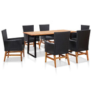 Set da Pranzo da Giardino 7 pz Nero in Polyrattan e Acacia 46006