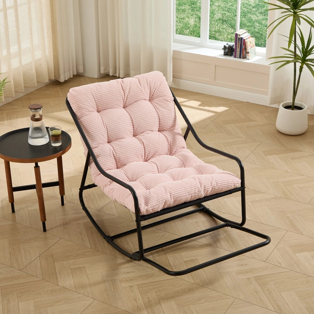 Poltrona a Dondolo con Cuscino ¨C Xylo ¨C Nero/Rosa
