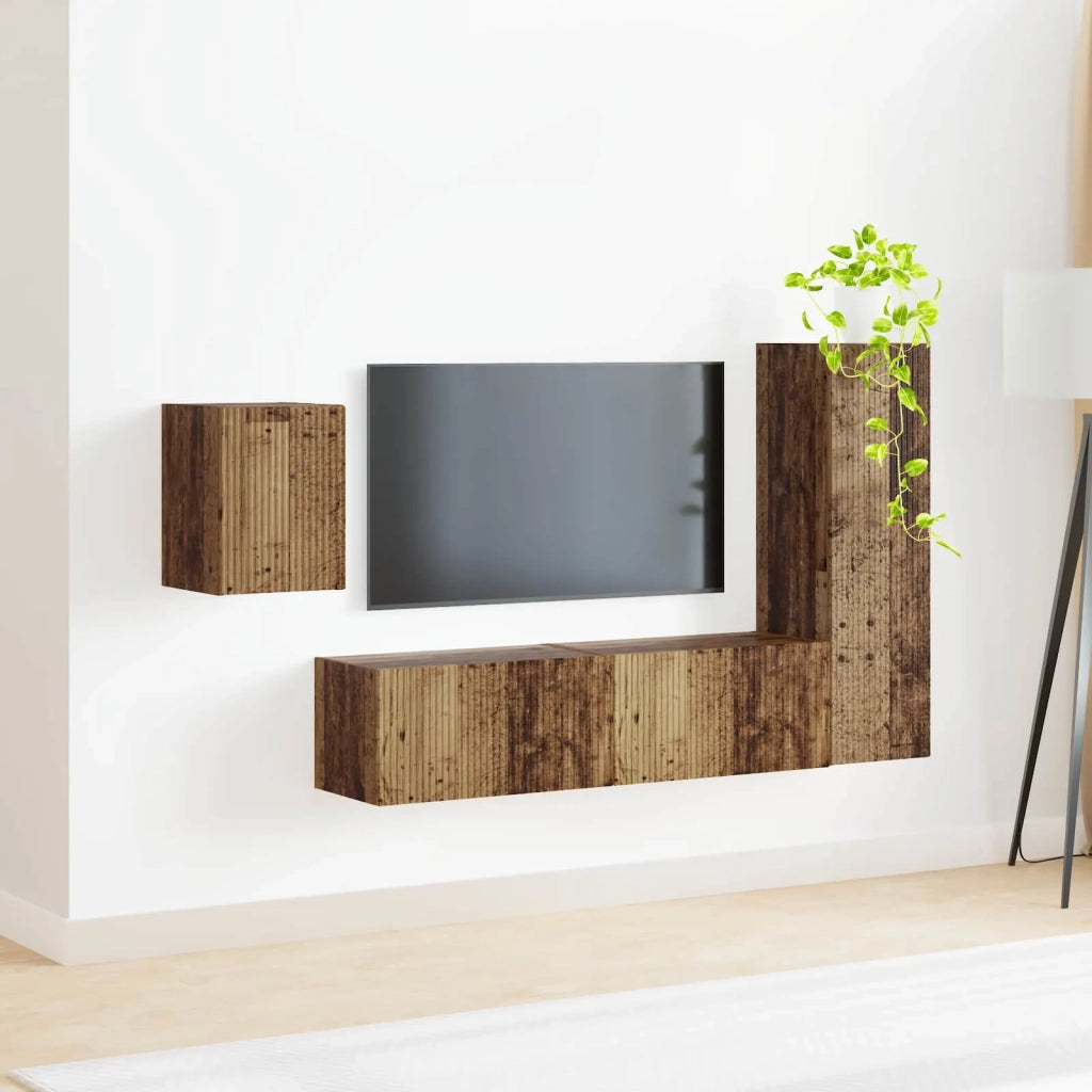 Set mobile TV 4 pcs Legno vecchio Legno multistrato