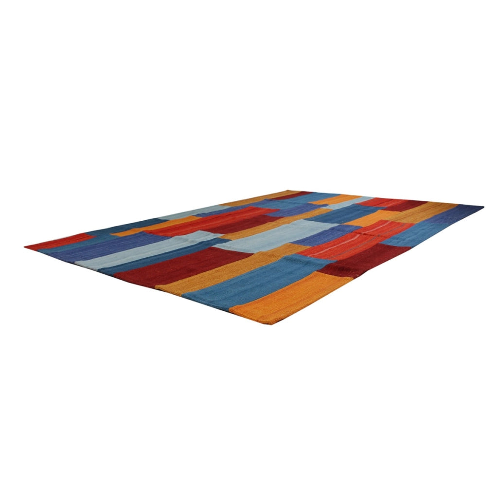 Tappeto Kilim Radical Intenso in Lana e Cotone Multicolor