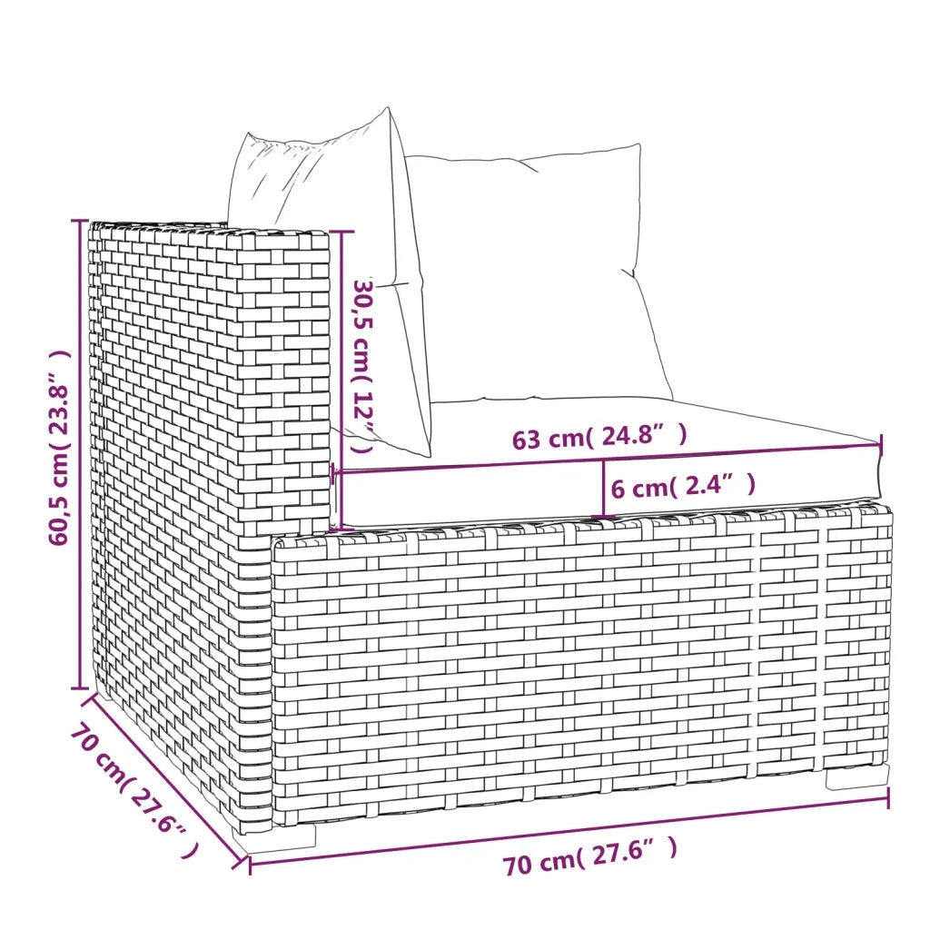 Set Salotto da Giardino con Cuscini 7pz Nero Polyrattan 3102473