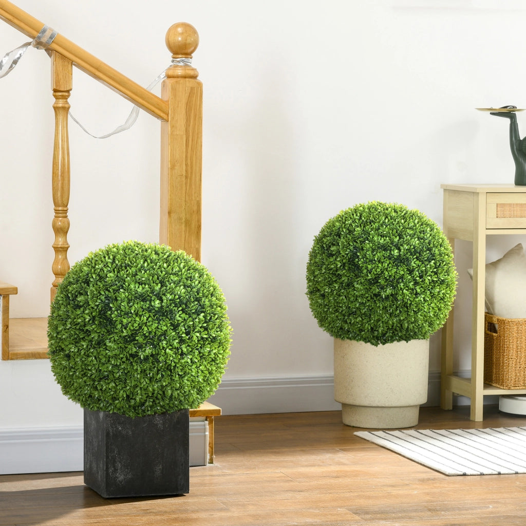 Sfera di bosso artificiale 2 pezzi in plastica verde Ø 40 cm con elementi a incastro per interni ed esterni