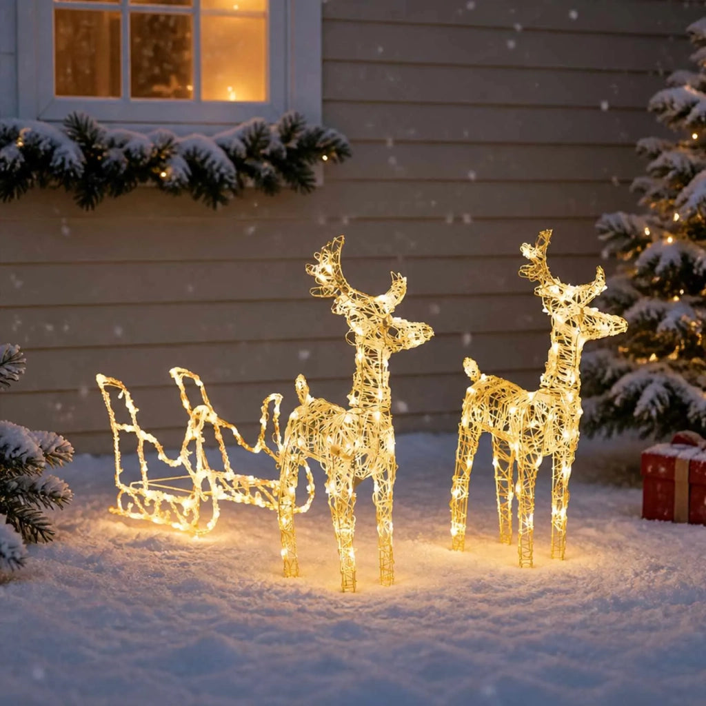 Decorazione Natalizia Renne e Slitta 160 LED 130 cm in Acrilico 328514