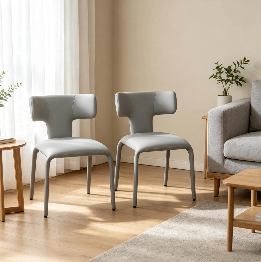 SEDIA Set da 2 pezzi 53x53x78 cm Similpelle Grigia con rotelle