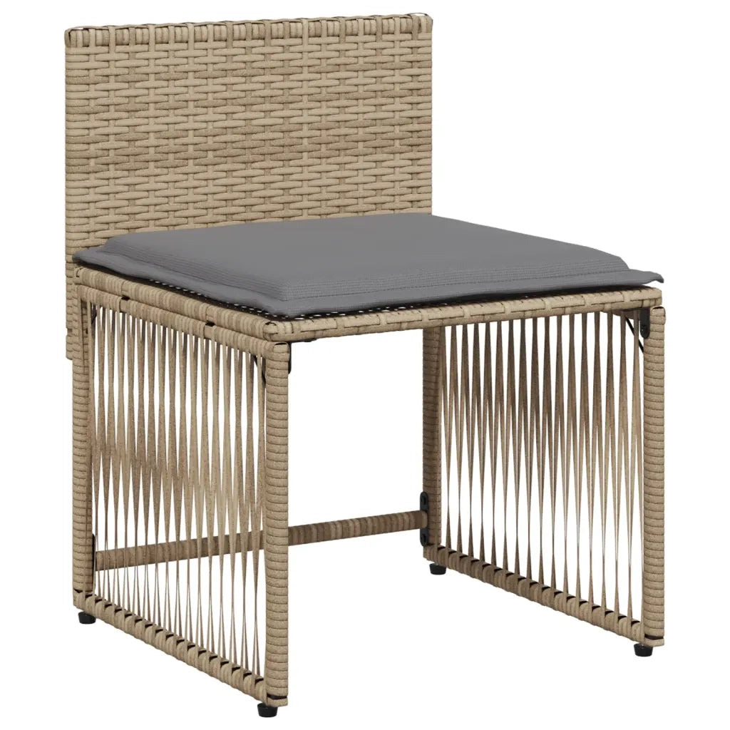 Set da Pranzo da Giardino 7 pz con Cuscini Beige in Polyrattan 369012
