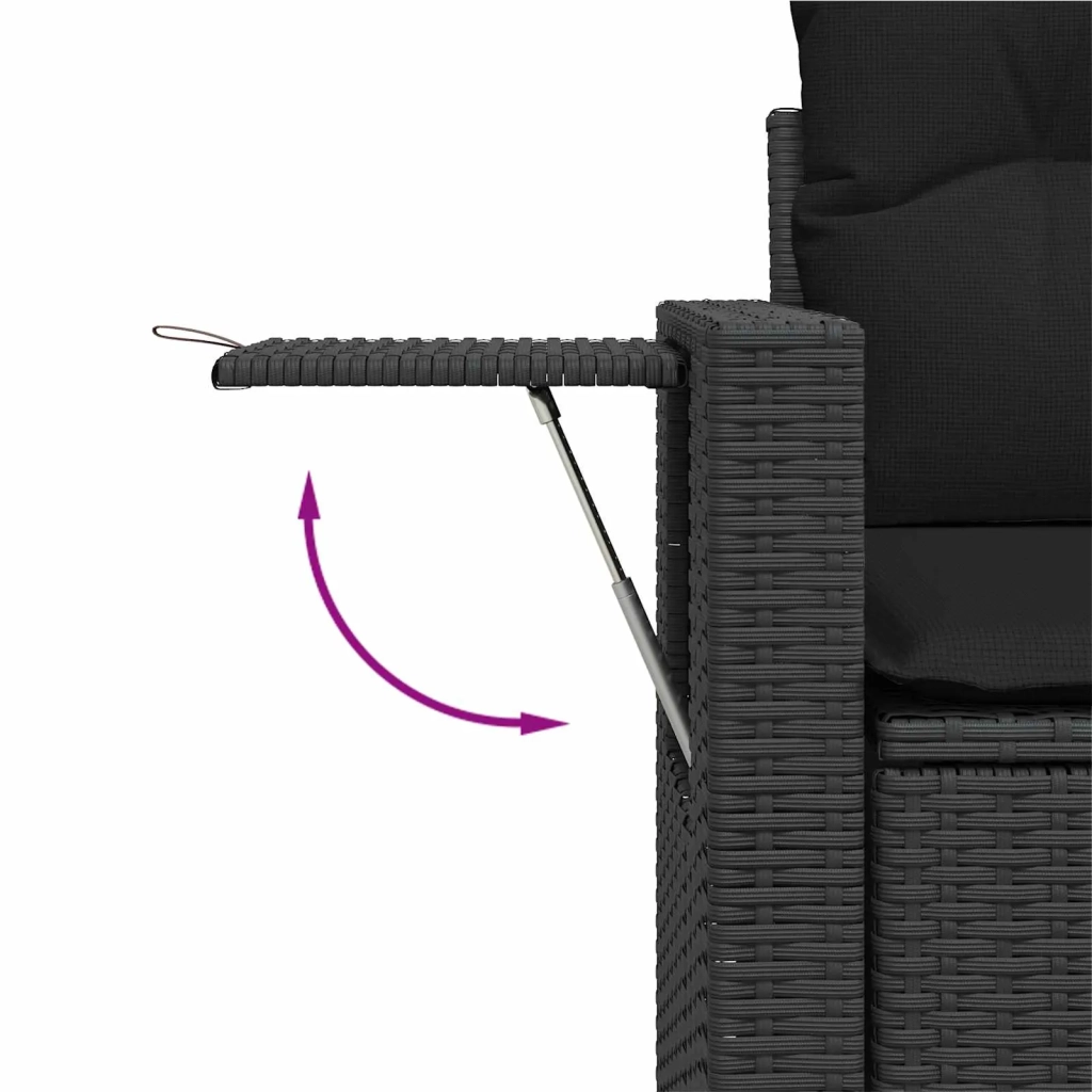 Set Divano da Giardino con cuscino 11 pcs Nero Poly Rattan 3361724
