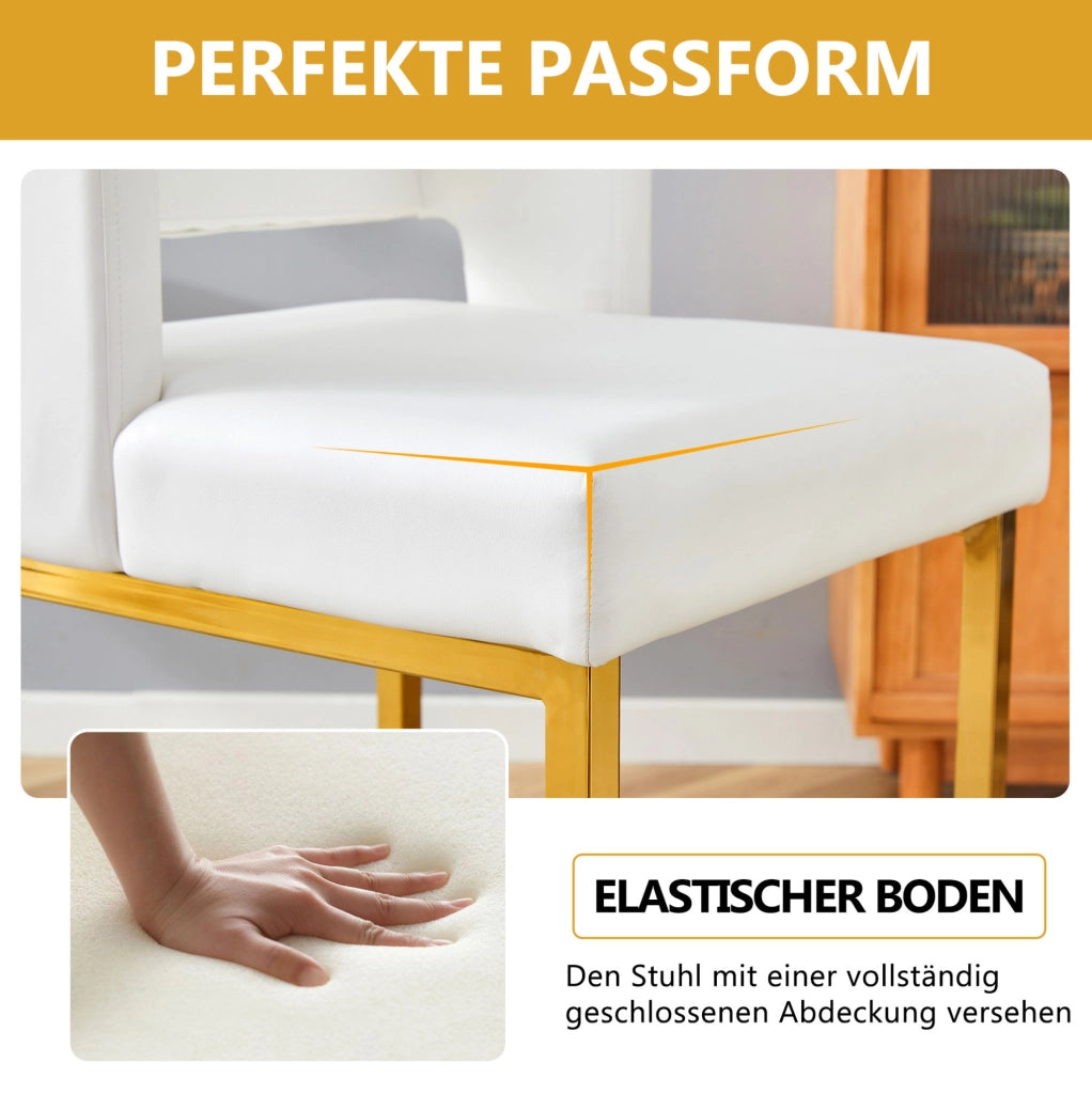 SGABELLO ALTO Quadrato 91,4 cm PU Bianco e Oro Set da 2 pezzi