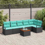 Set Divano da Giardino con cuscino 7 pcs Nero polyrattan 3347718