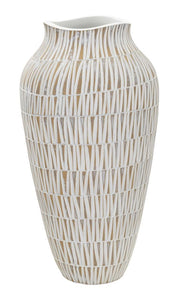 Vaso Resina Stiky Ø22x44 cm in Resina Oro e Bianco
