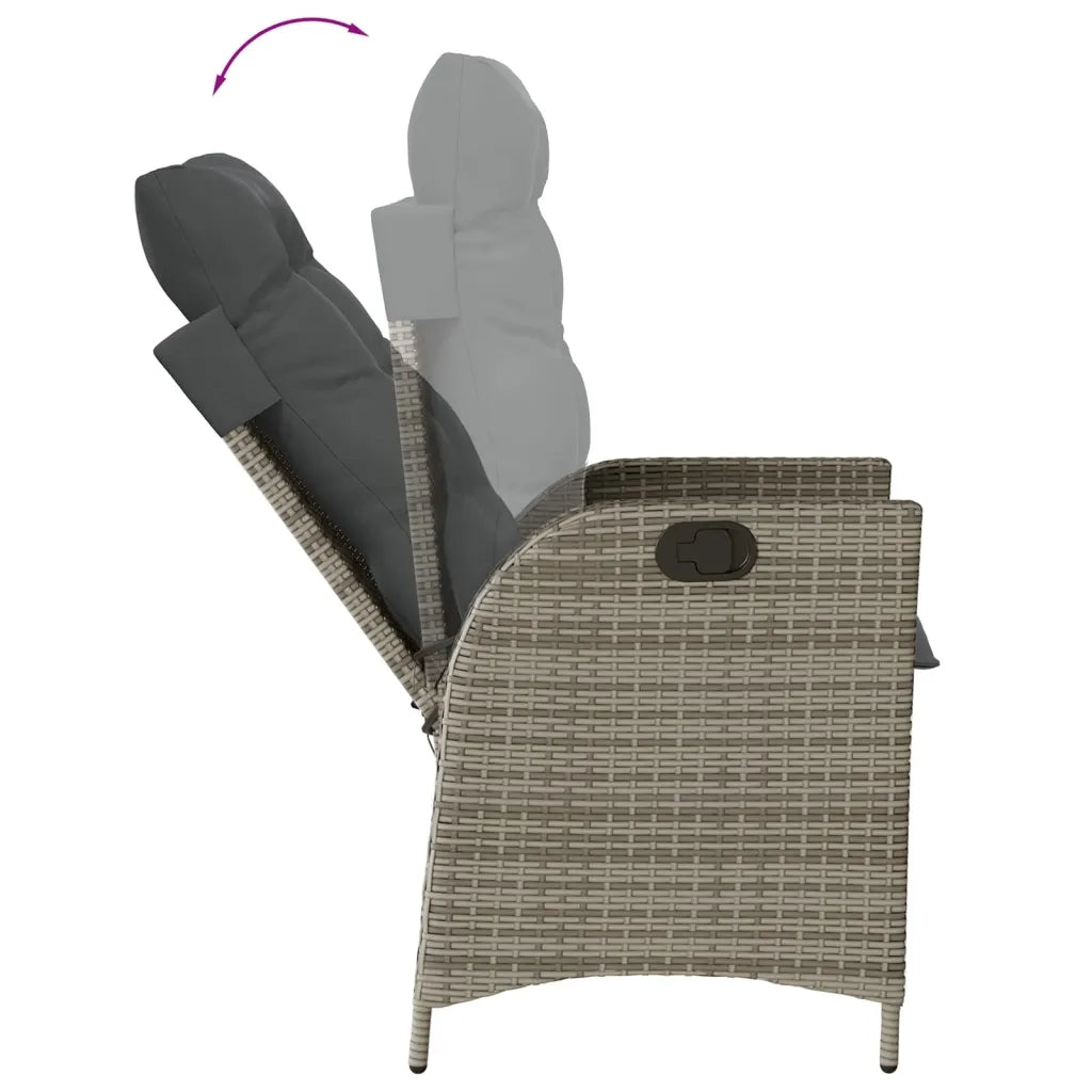 Set da Pranzo da Giardino 9 pz con Cuscini in Polyrattan Grigio 3213083