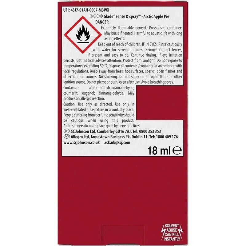 DEODORANTE PER AMBIENTE GLADE SENSE E SPRAY CON RICARICA 18 ML MELA E CANNELLA
