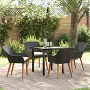 Set da Pranzo per Giardino con cuscino 5 pcs Nero polyrattan 3261671
