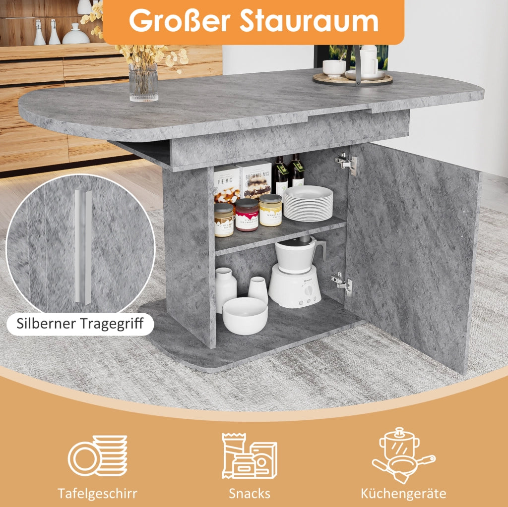 Tavolo da pranzo allungabile con contenitori; grigio