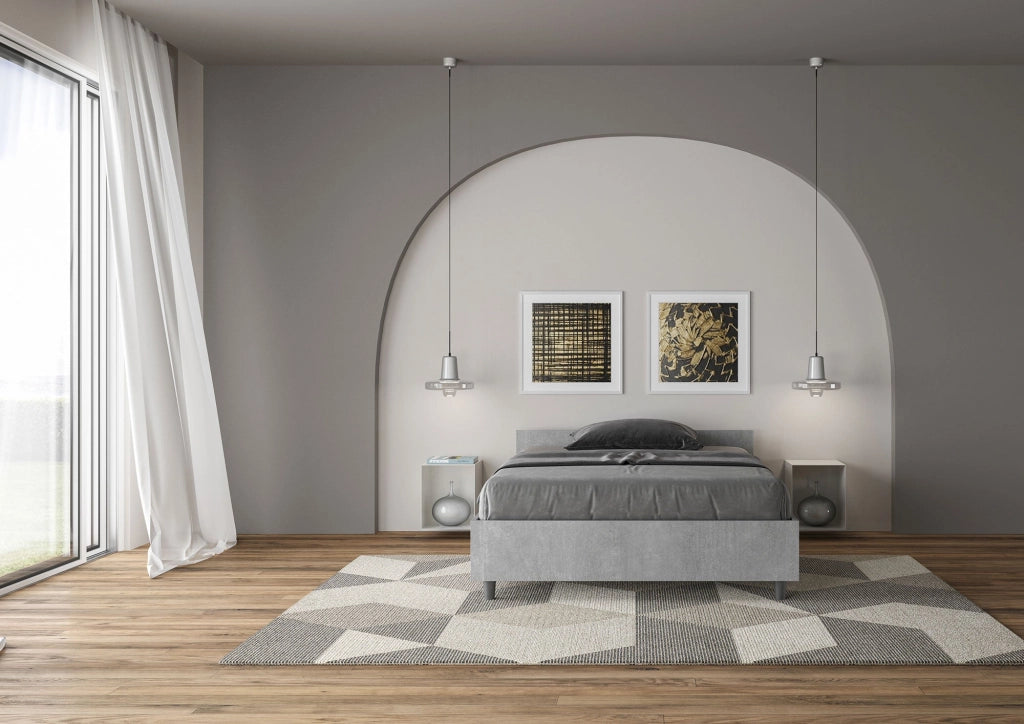 Letto 1 Piazza e Mezzo 120x190 cm con Rete Nuamo Cemento