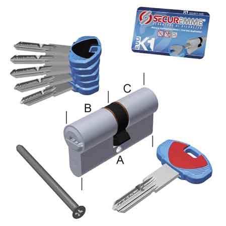CILINDRO SAGOMATO 'EVO K1' SECUREMME 80 mm (30+10+40) - SECUREMME
