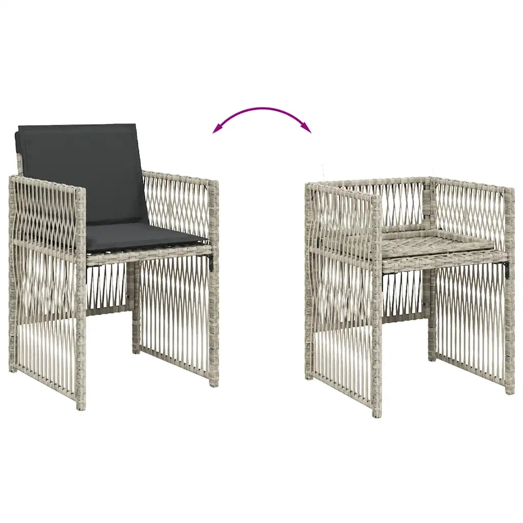 Set da Pranzo da Giardino 13pz con Cuscini Grigio in Polyrattan 3211043