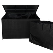 Rattan Box da giardino Nero Grande 138cm Cassapanca per cuscini 582L