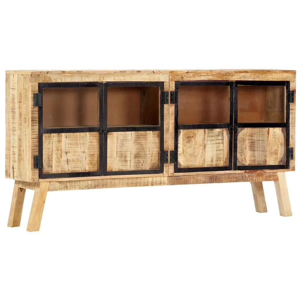 Credenza Marrone e Nera 160x30x80 cm Massello di Mango Grezzo 247994