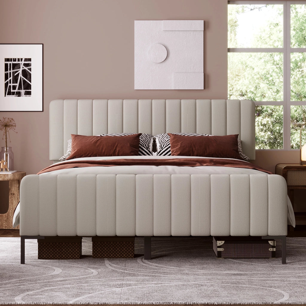 Letto matrimoniale imbottito 180x200 cm con rete a doghe e testiera regolabile