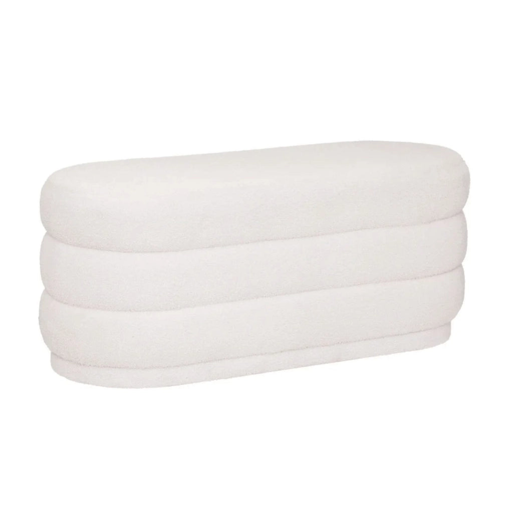 Panchina Imbottita in Tessuto Boucl√© Bianco ‚Äì 100 x 40 cm