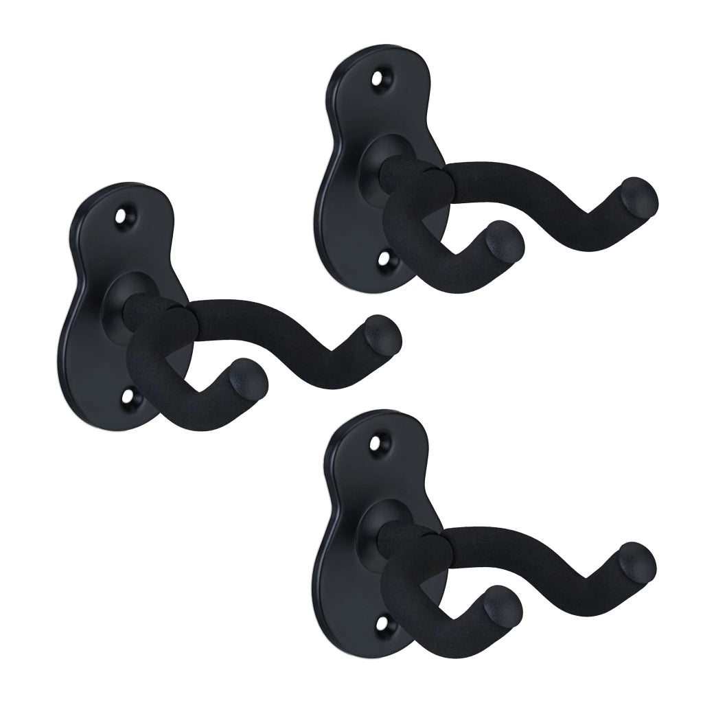 Set di 3 supporti da parete per chitarra acustica elettrica banjo 30 x 10 x 8 cm in ABS nero 13_0015754