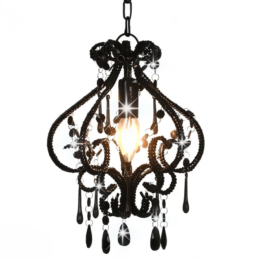 Lampadario con Perle Nero Rotondo E14cod mxl 103858
