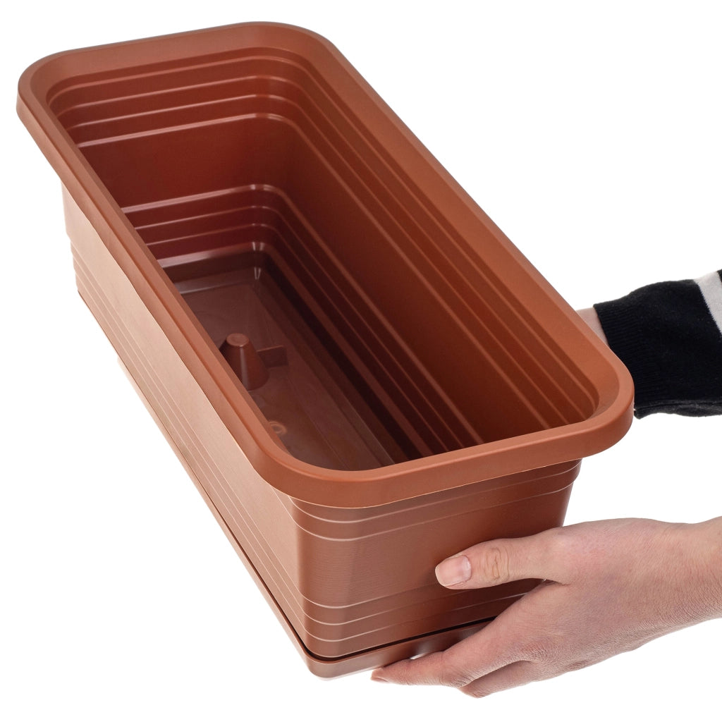 Vaso da fiori per balcone KADAX, 40 cm + sottovaso rosso mattone