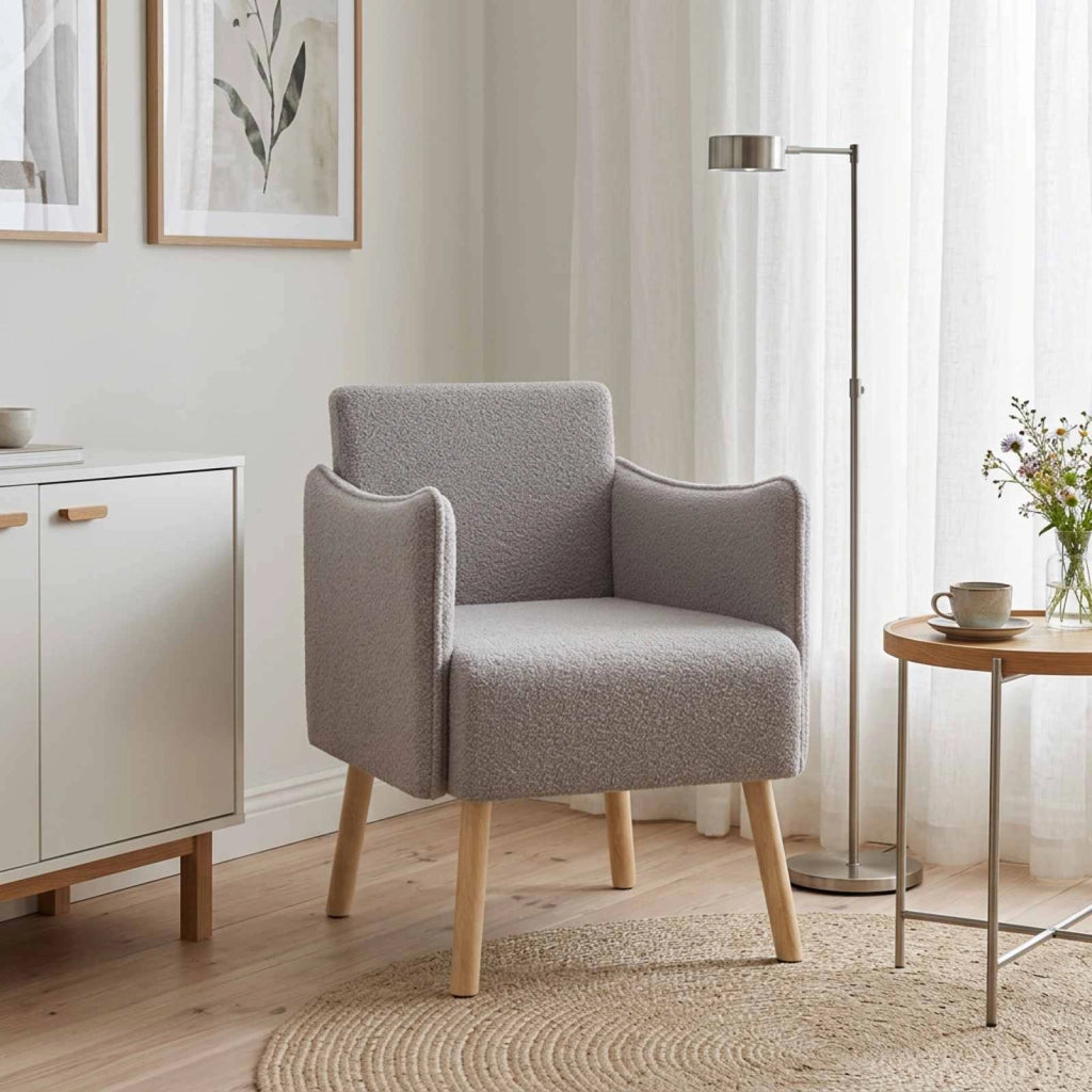 Sedia d'accento Grigio Chiaro Bouclé 42044823