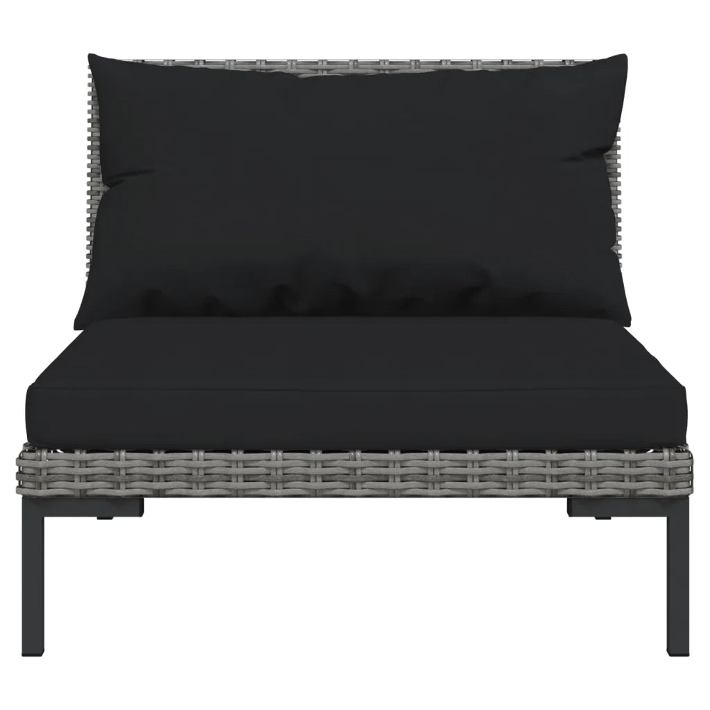 Set Divani da Giardino 4 pz con Cuscini Polyrattan Grigio Scuro 3099814