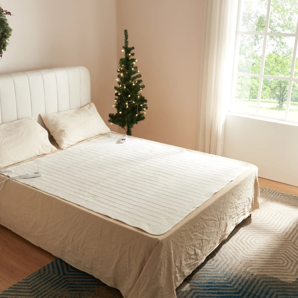 [casa.pro] Coperta doppia elettrica termica - Coperta riscaldata - 2 x 6W, 23V, 5Hz - 160 x 140 cm - Bianco