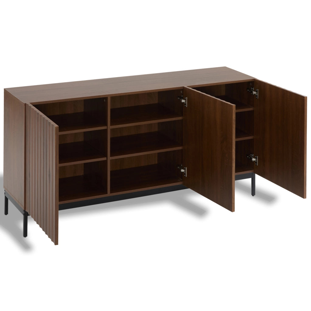 Madia moderna marrone scuro con ante e design ondulato