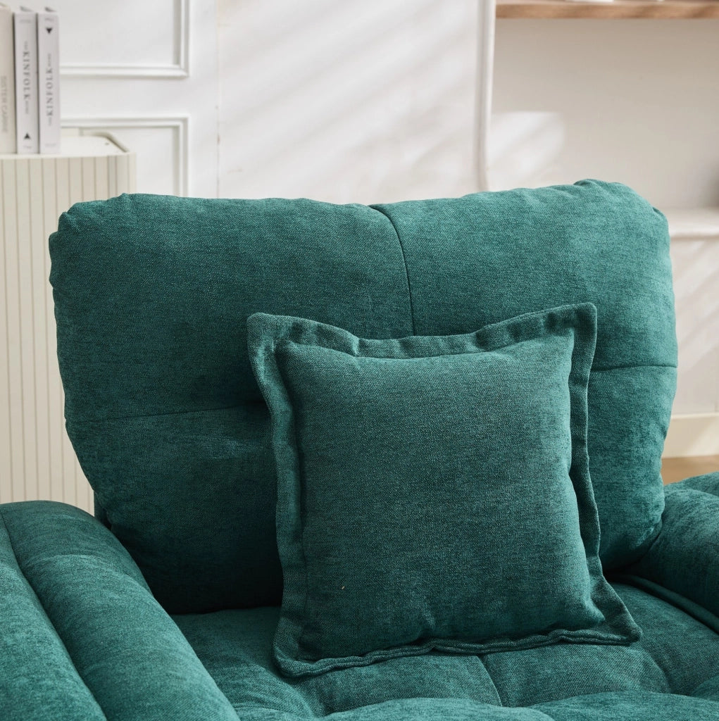 Set divani in chenille 2 pezzi: poltrona singola e divano a 2 posti con imbottitura a doppio strato e cuscini decorativi