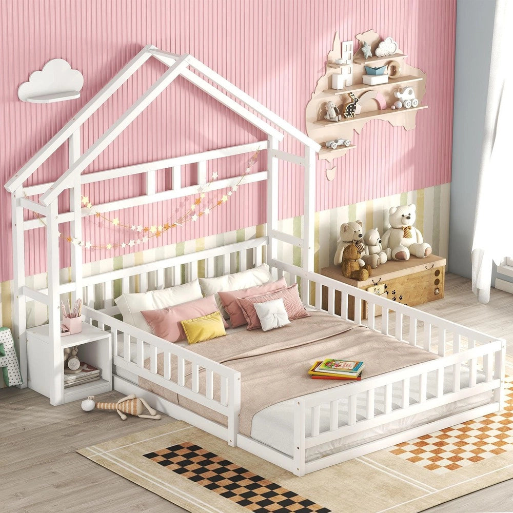 Letto per bambini con ringhiera e comodini ¨C Minimal ¨C Bianco 140x200cm