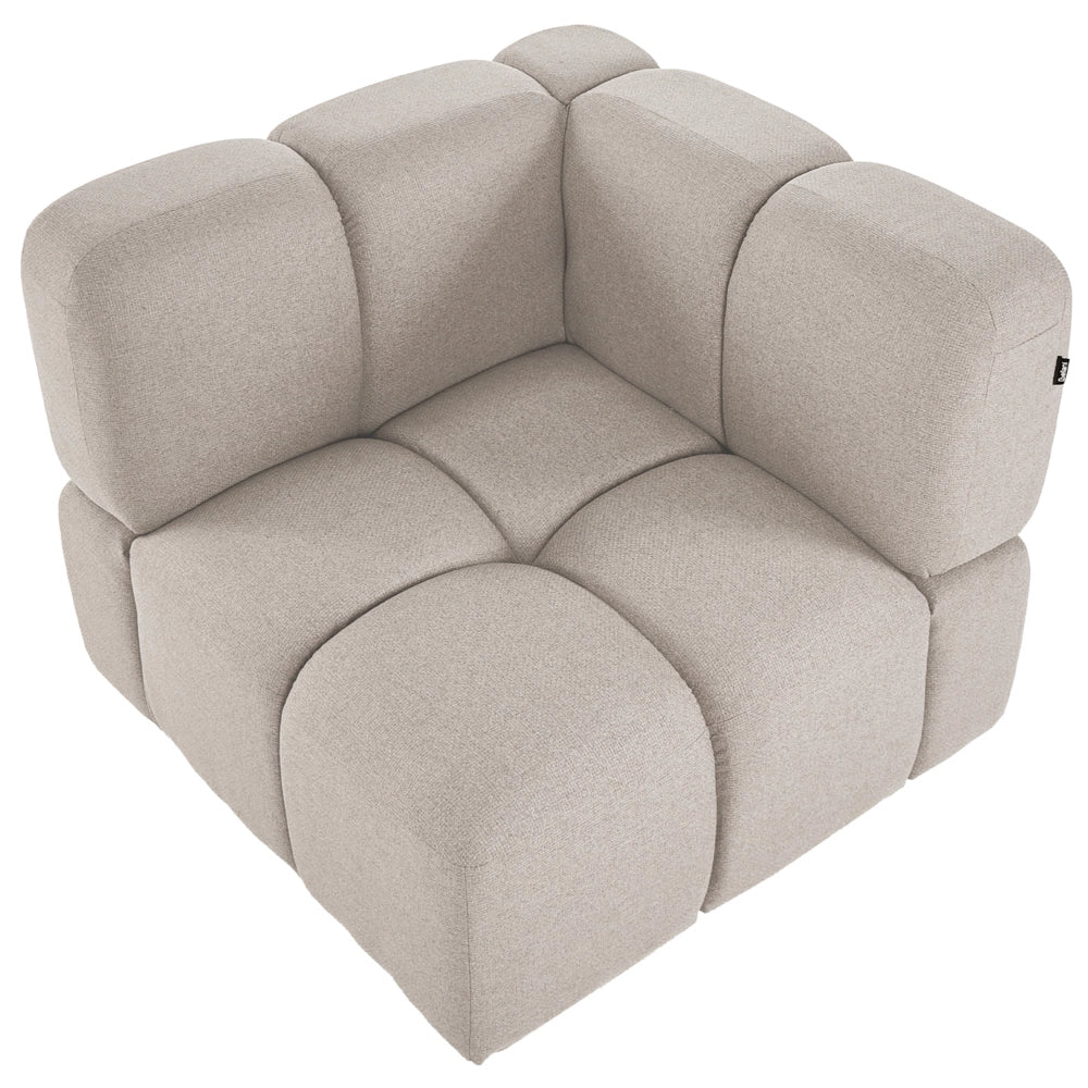 Modulo Angolare Modulare Beige in Tessuto Imbottito, 1 Posto, Stile Moderno
