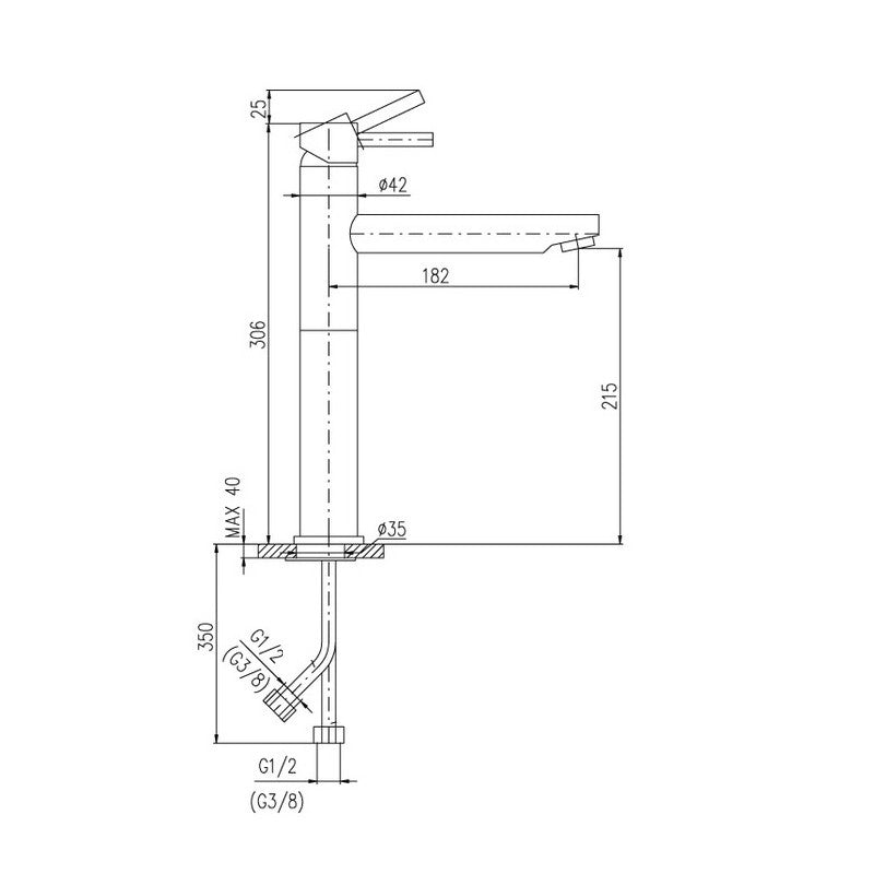 Miscelatore lavabo SEINA alto 30,6 cm in ottone nero