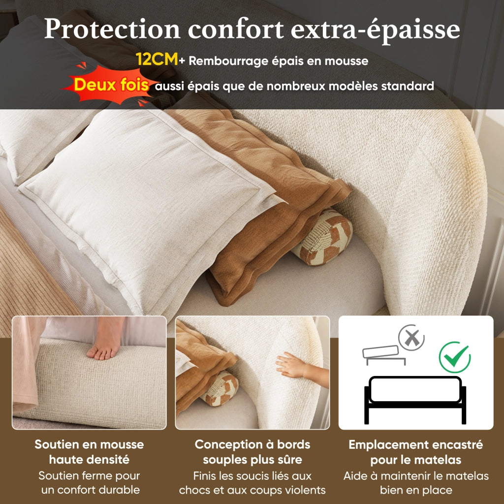 letto imbottito chenille beige 140 x 200 cm