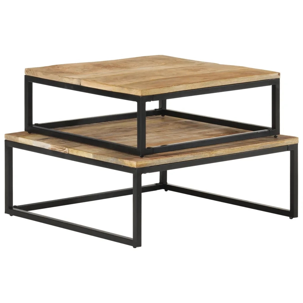 Tavolini da Salotto Impilabili 2 pz in Legno Massello di Mango 320389