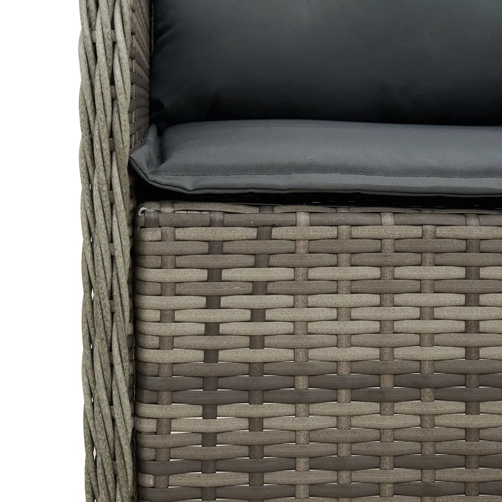Set da Pranzo da Giardino 9 pz con Cuscini in Polyrattan Grigio 3213518