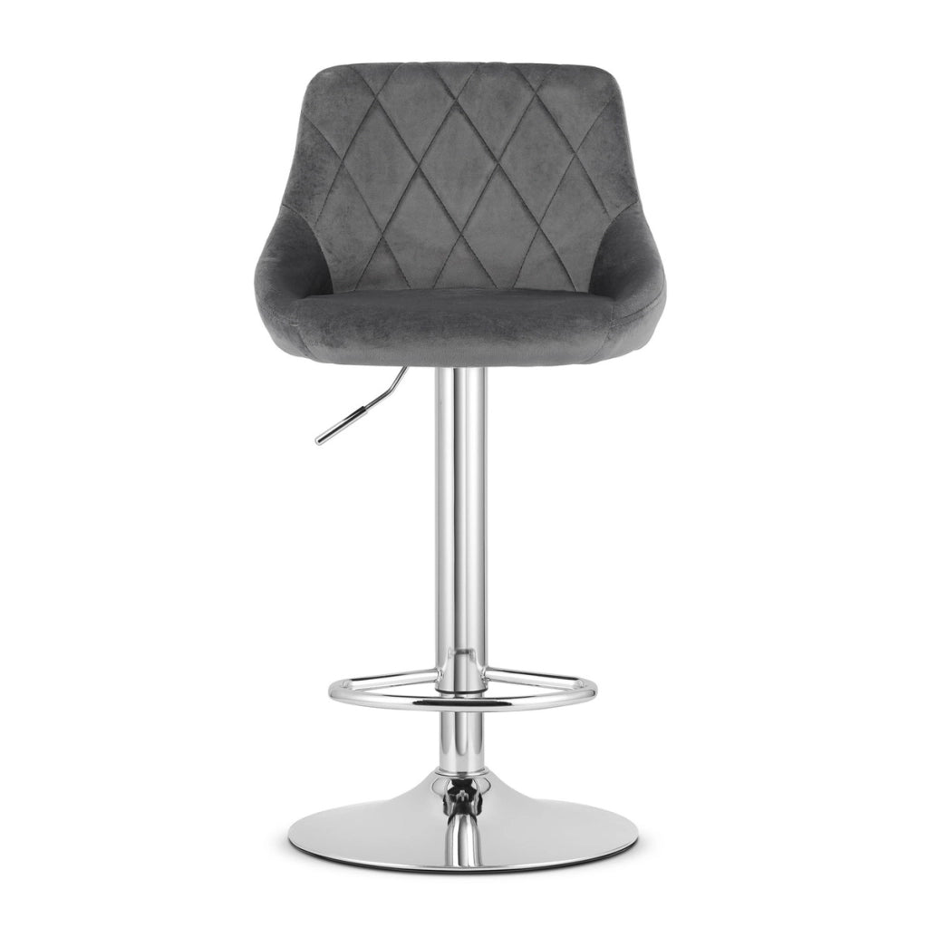 Sgabello da bar girevole OSKAR KAST velluto grigio con base cromata