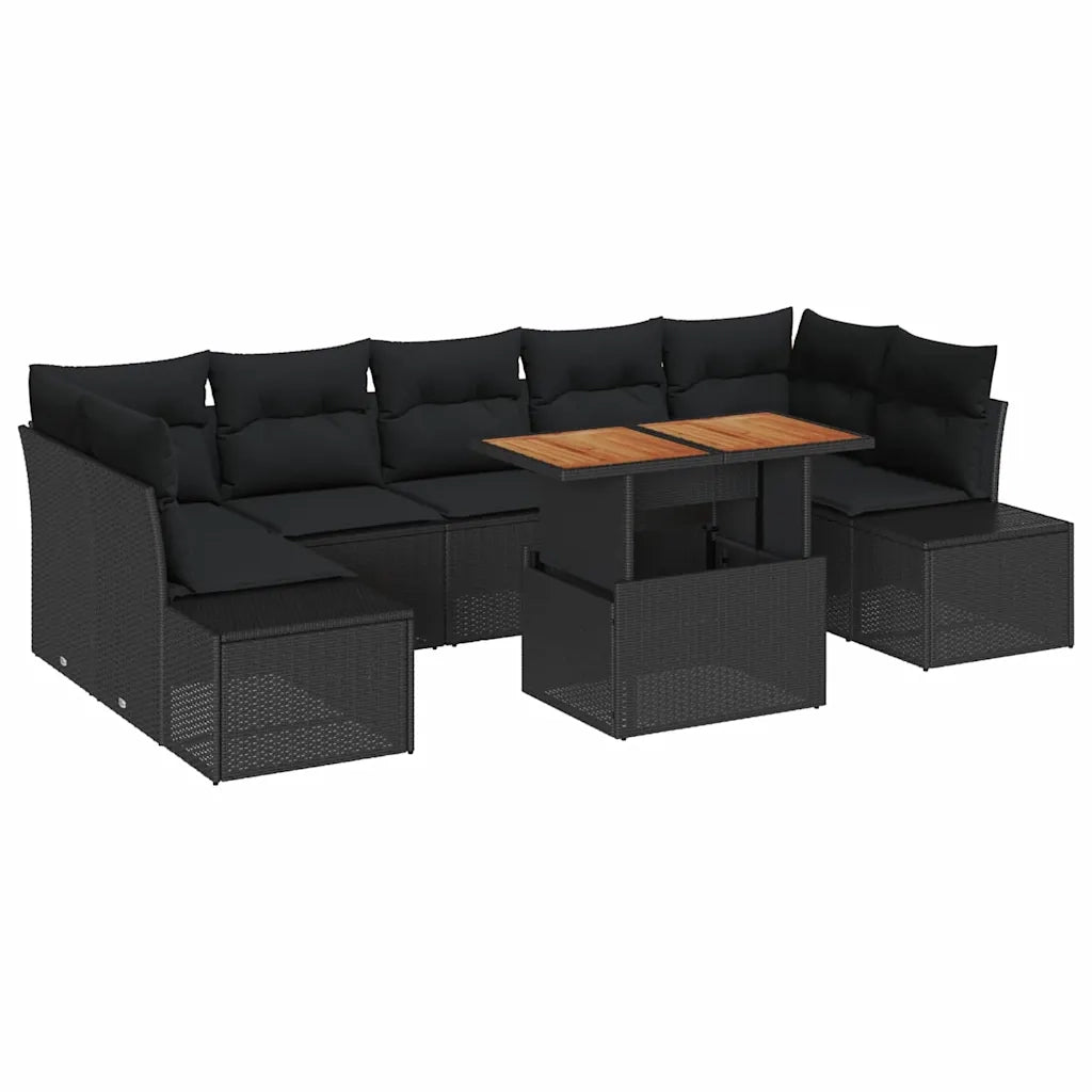 Set Divano da Giardino con archiviazione 8 pcs Nero Poly Rattan 3358669