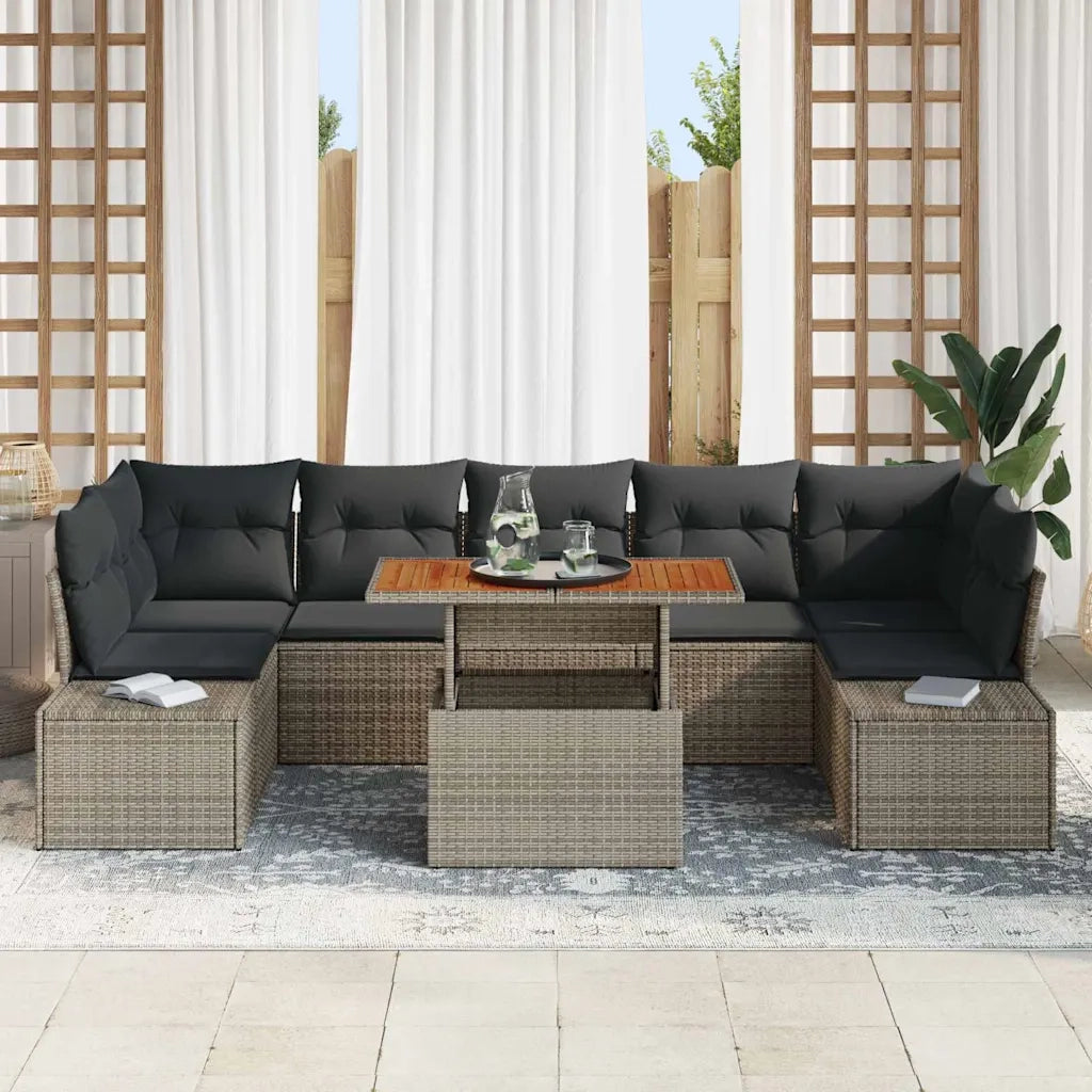 Set Divano da Giardino 8 pcs Grigio Poly Rattan 3358666